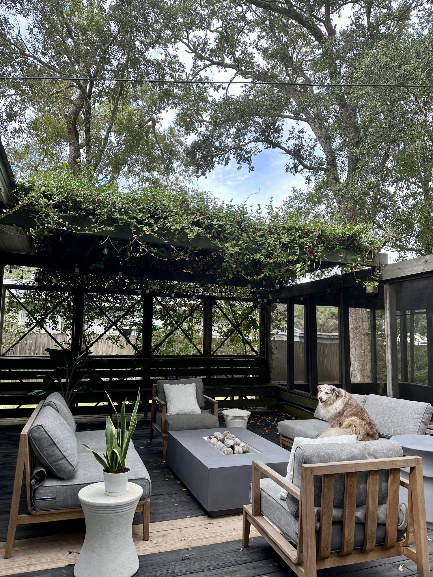 Teak Armless Loveseats + Armchairs + Fire Pit Table in Fairhope, AL - Photo 1