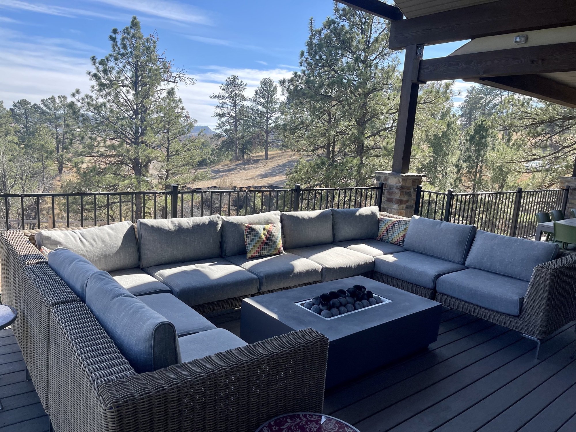 Brown Wicker 9-Seat U Sectional + Fire Pit Table in Colorado Springs, CO - Photo 3