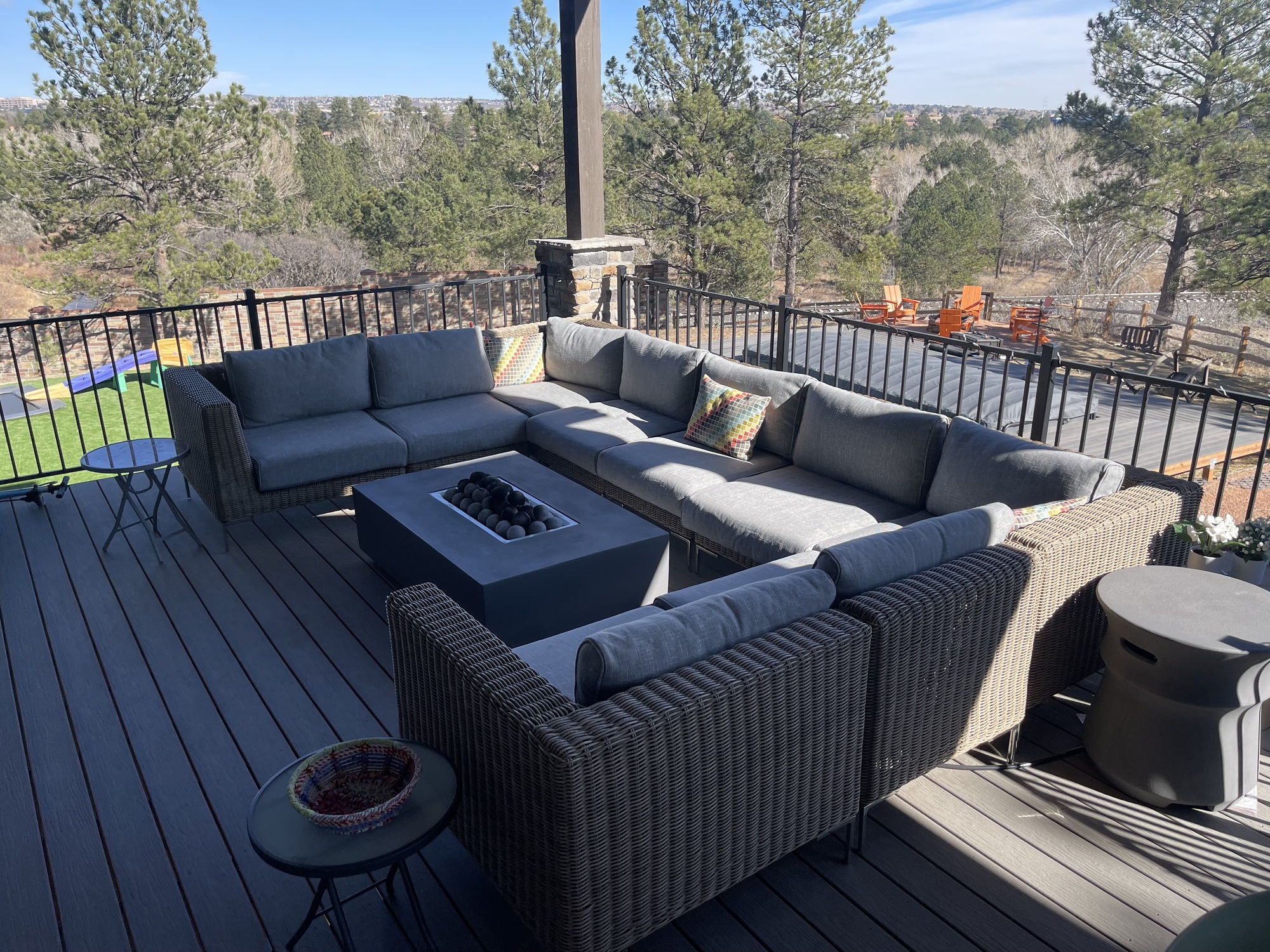 Brown Wicker 9-Seat U Sectional + Fire Pit Table in Colorado Springs, CO - Photo 4