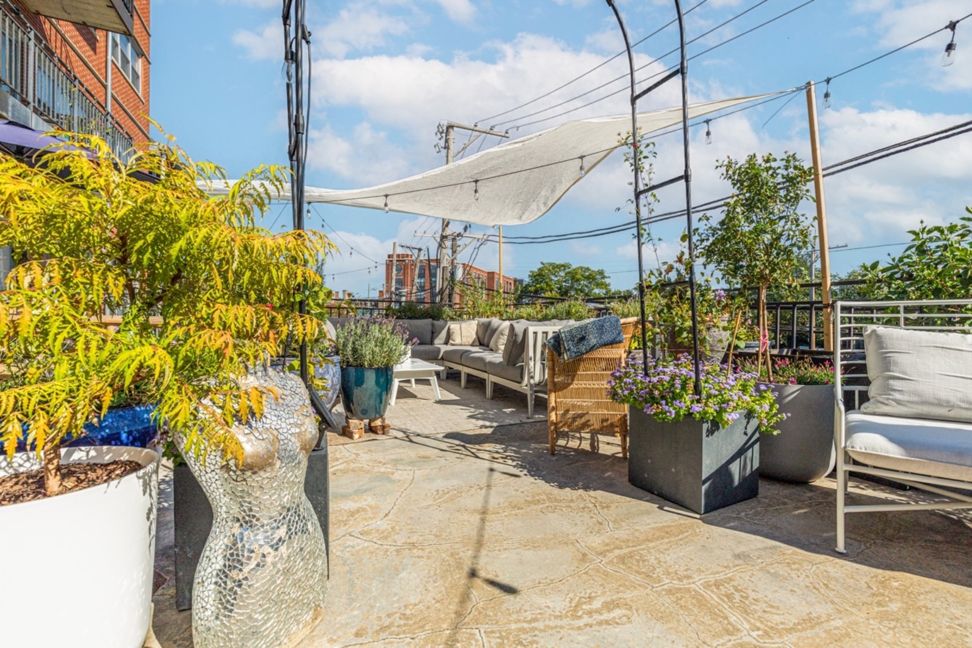 White Aluminum 6-Seat Corner Sectional + Eco-Friendly Rug + All Weather Covers in Chicago, IL - Photo 3